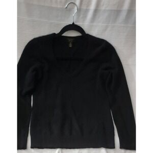 Charter Club Luxury Black 100pre Cashmere V Neck Sweater XS softness authentic‎